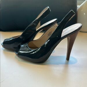 Nine West Navy Patent Slingback Heels